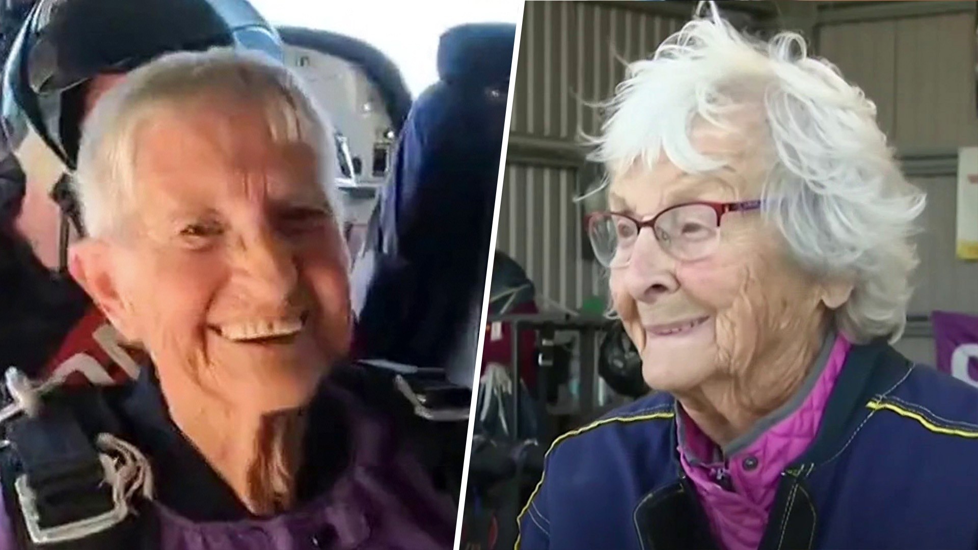 Watch: Two women over 90 make daring birthday skydives!