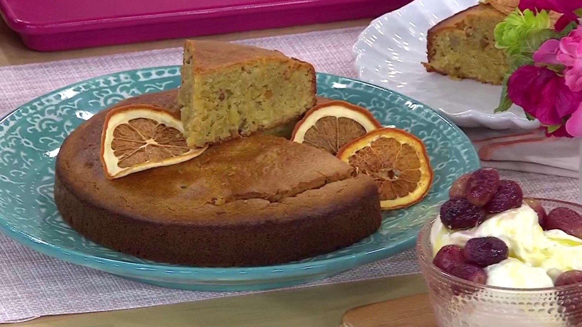 Olive oil cake with roasted grapes over ice cream: Get the recipe!