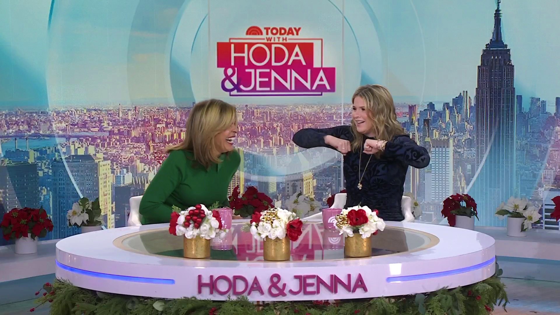 Jenna reacts to Hoda's signal during Macy's Thanksgiving Parade