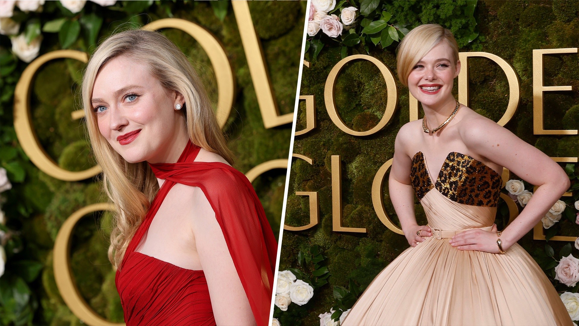 Sisters Dakota and Elle Fanning bring grandma to Golden Globes