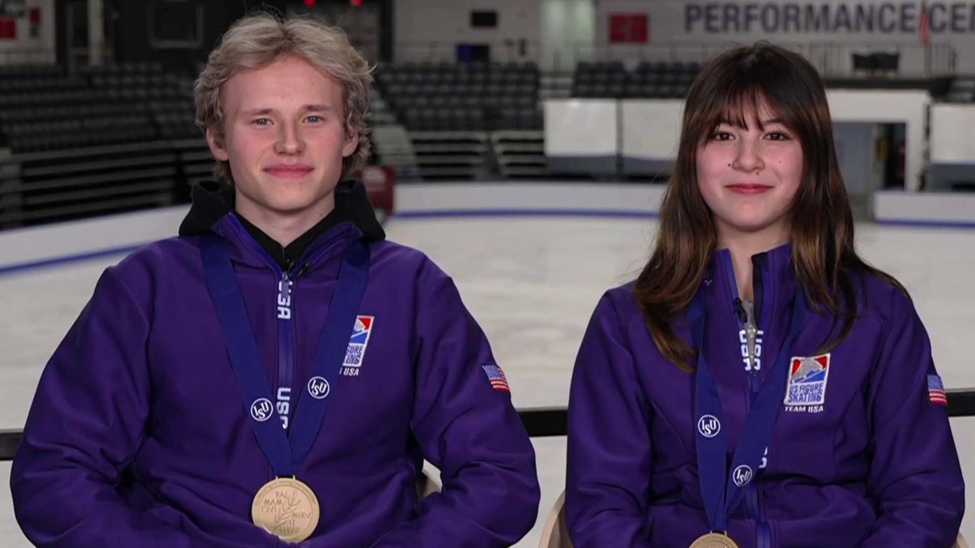 Figure skaters Alysa Liu, Ilia Malinin talk world championship wins