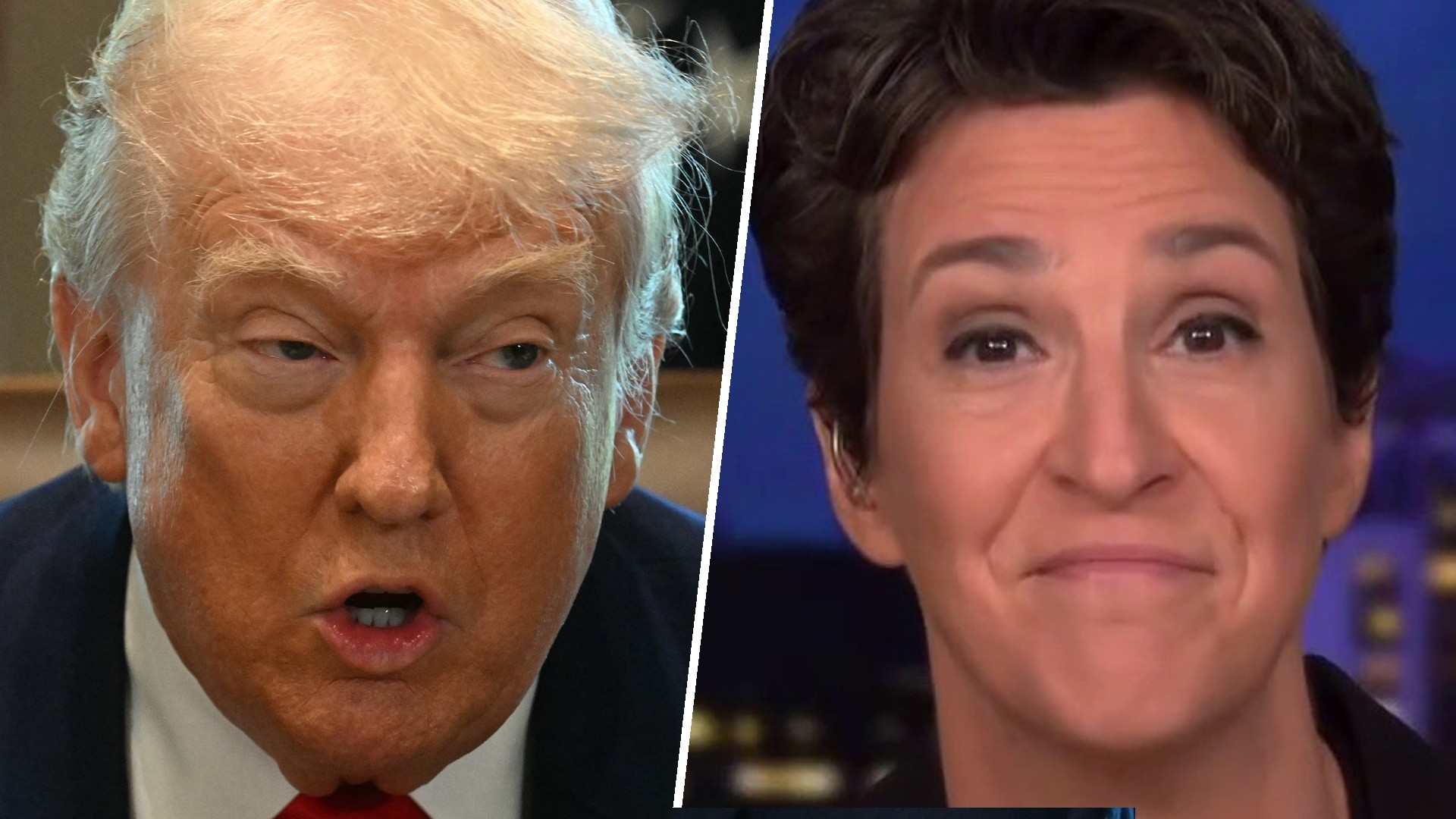 Composite of Donald Trump and Rachel Maddow.
