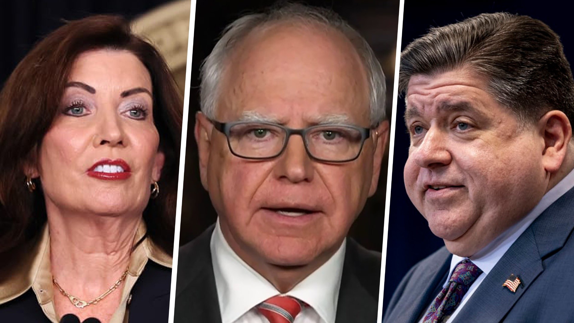 Governors Kathy Hochul, Tim Walz and J.B. Pritzker