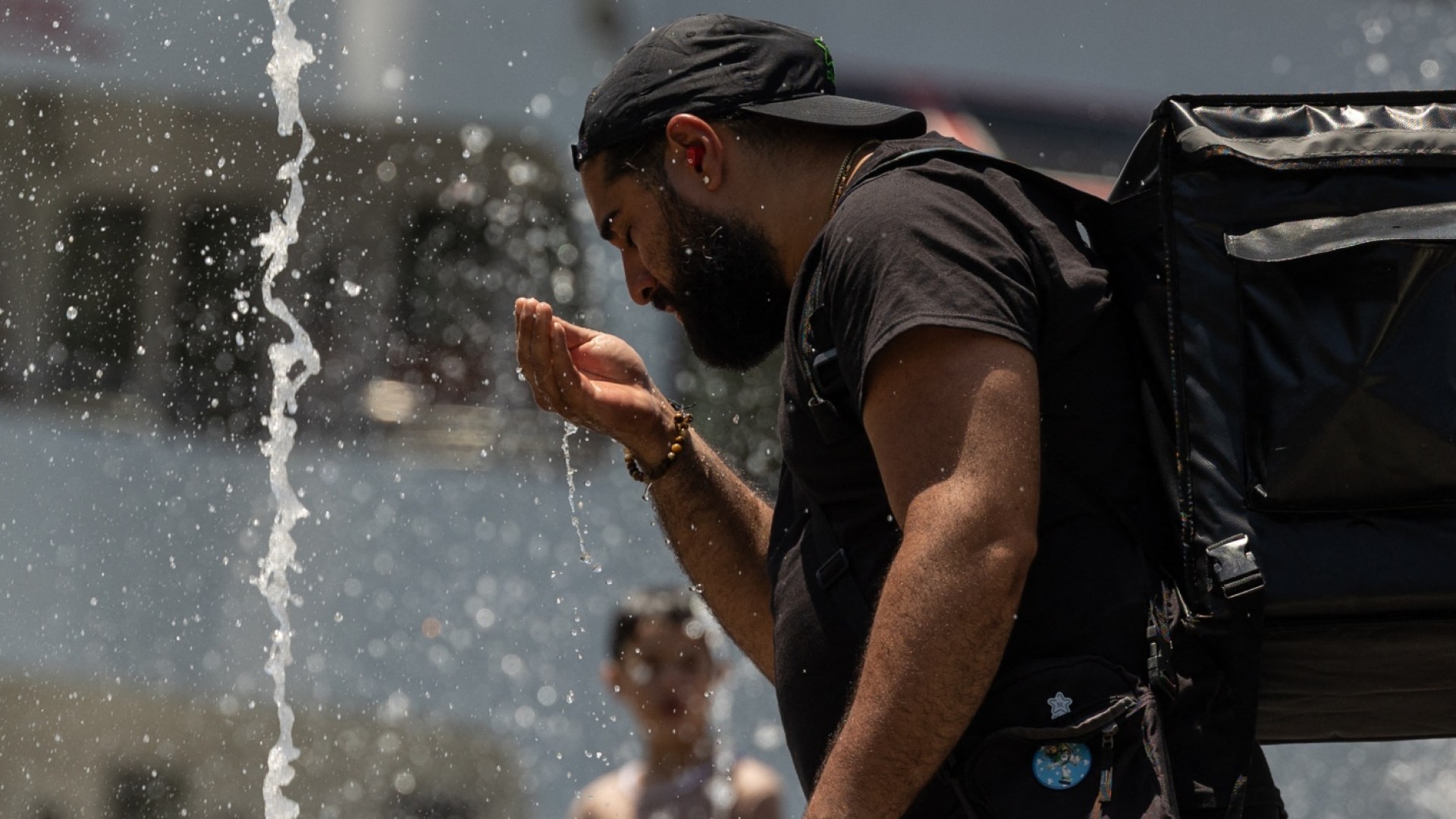 Person holding water