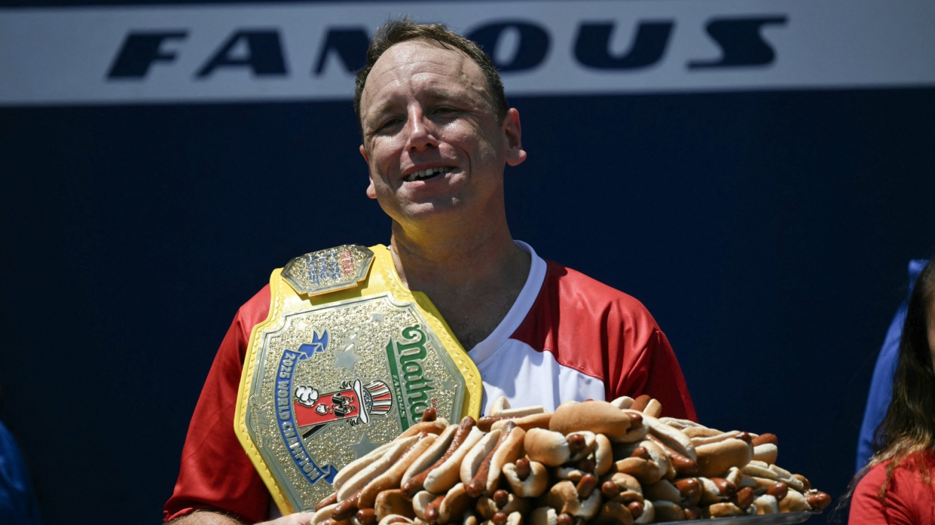 Joey Chestnut Eats 70.5 Hot Dogs in Return to Nathan’s Contest