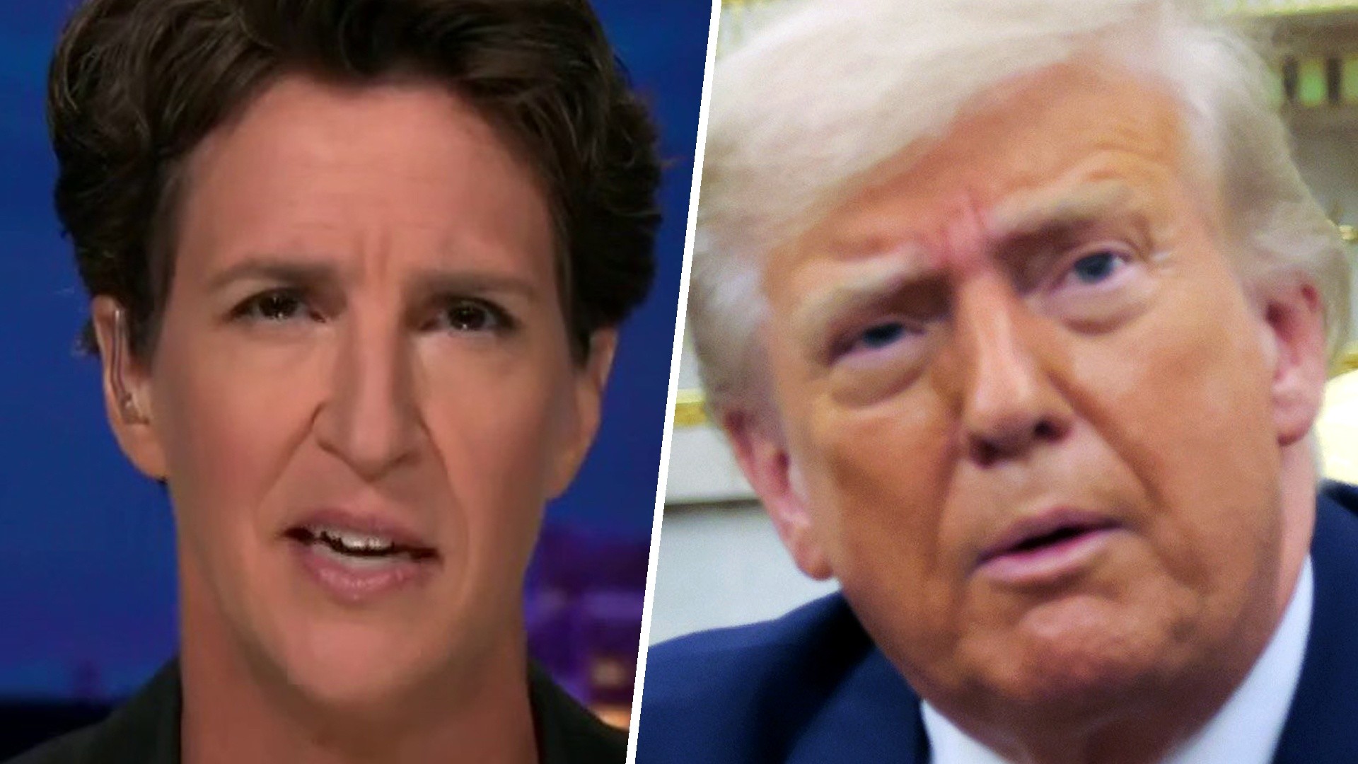 Rachel Maddow and Donald Trump