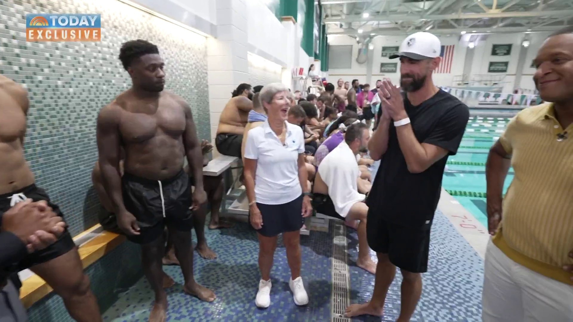 Michael Phelps Gives Swim Lessons to Baltimore Ravens Players