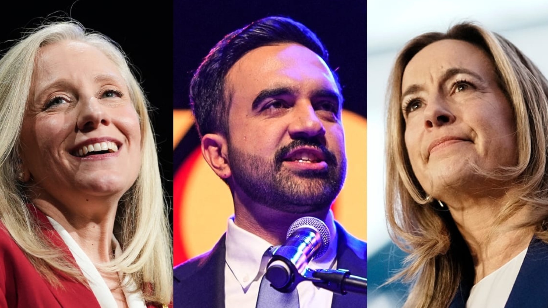 Gov.-elect Abigail Spanberger, New York Mayor-elect Zohran Mamdani and Gov.-elect Mikie Sherrill