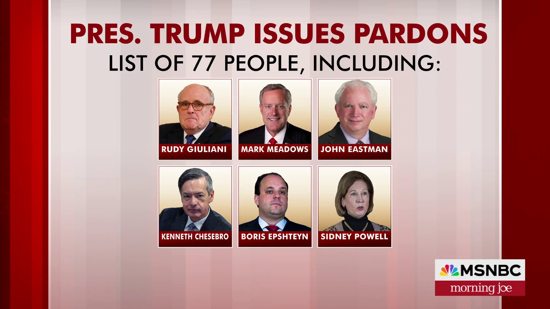 Photos of some of the people just pardoned by Trump