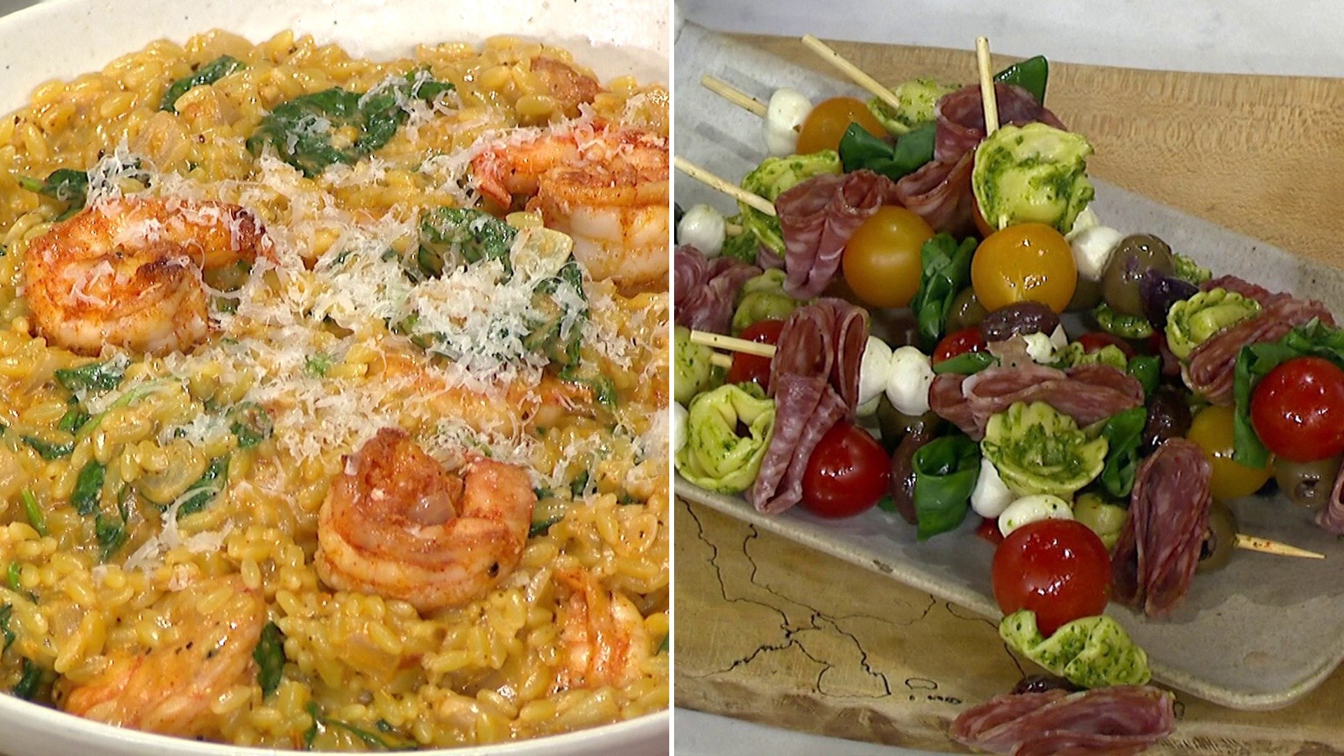 Cajun-Sicilian Dishes: Sun-Dried Tomato Orzo, Antipasto Skewers
