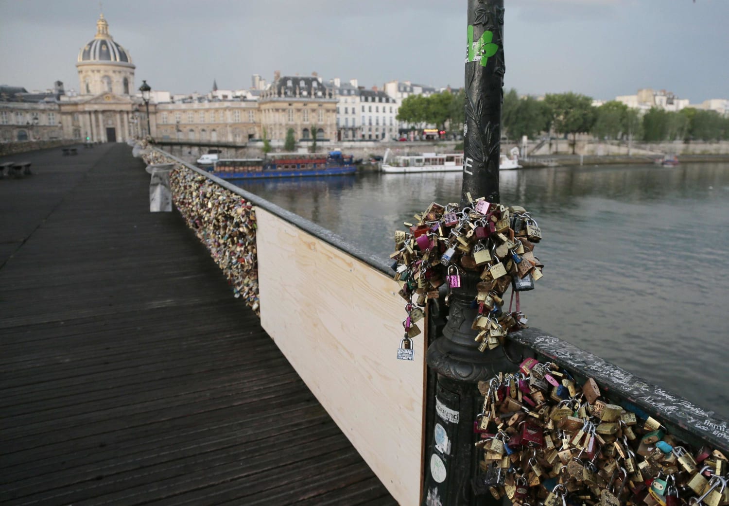 Paris. River Seine. Love Locks Near The Pont Neuf.