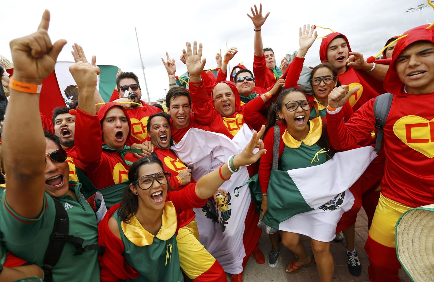 Mexican, American and Mexican American fans celebrate at World