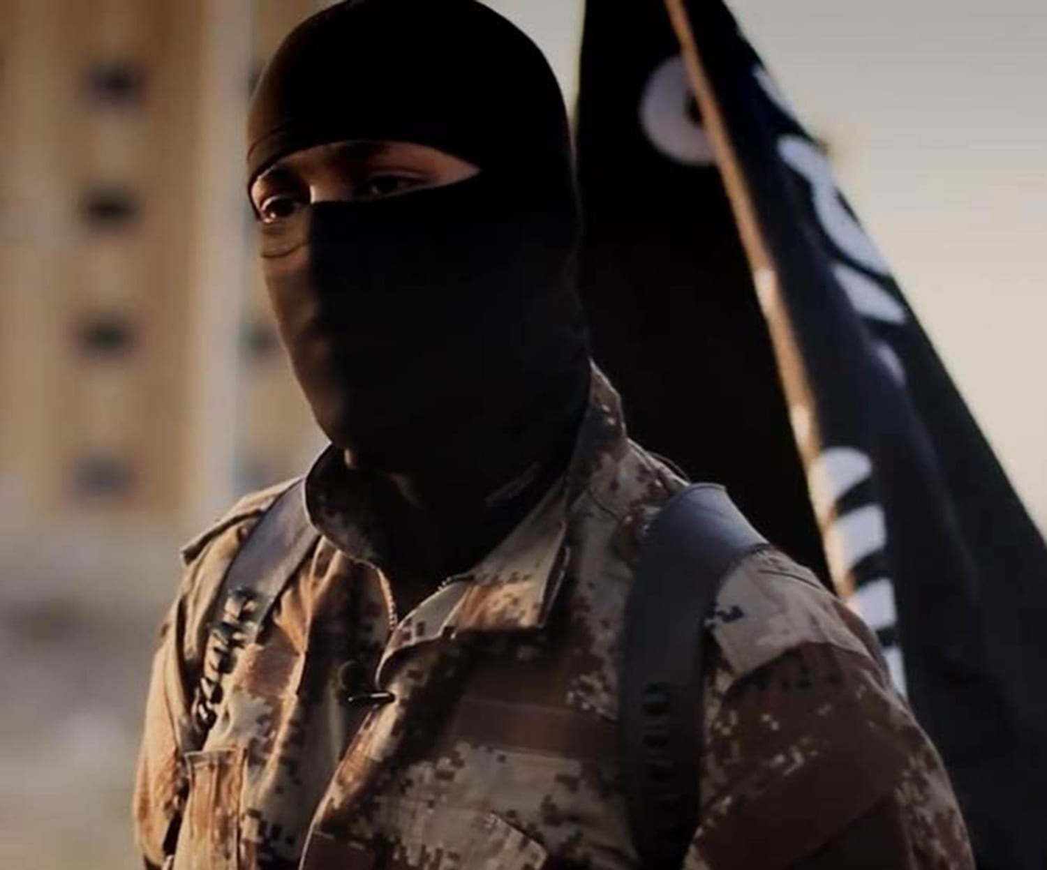 Мусульман солдат. Исламский террорист в маске.
