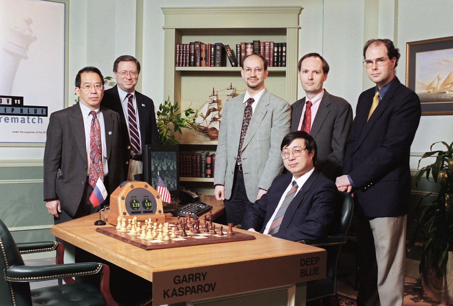 Garry Kasparov shakes hands with Feng-Hsuing Hsu at game 1 of 1997 Deep  Blue vs. Kasparov re-match in New York City, New York, Mastering the Game