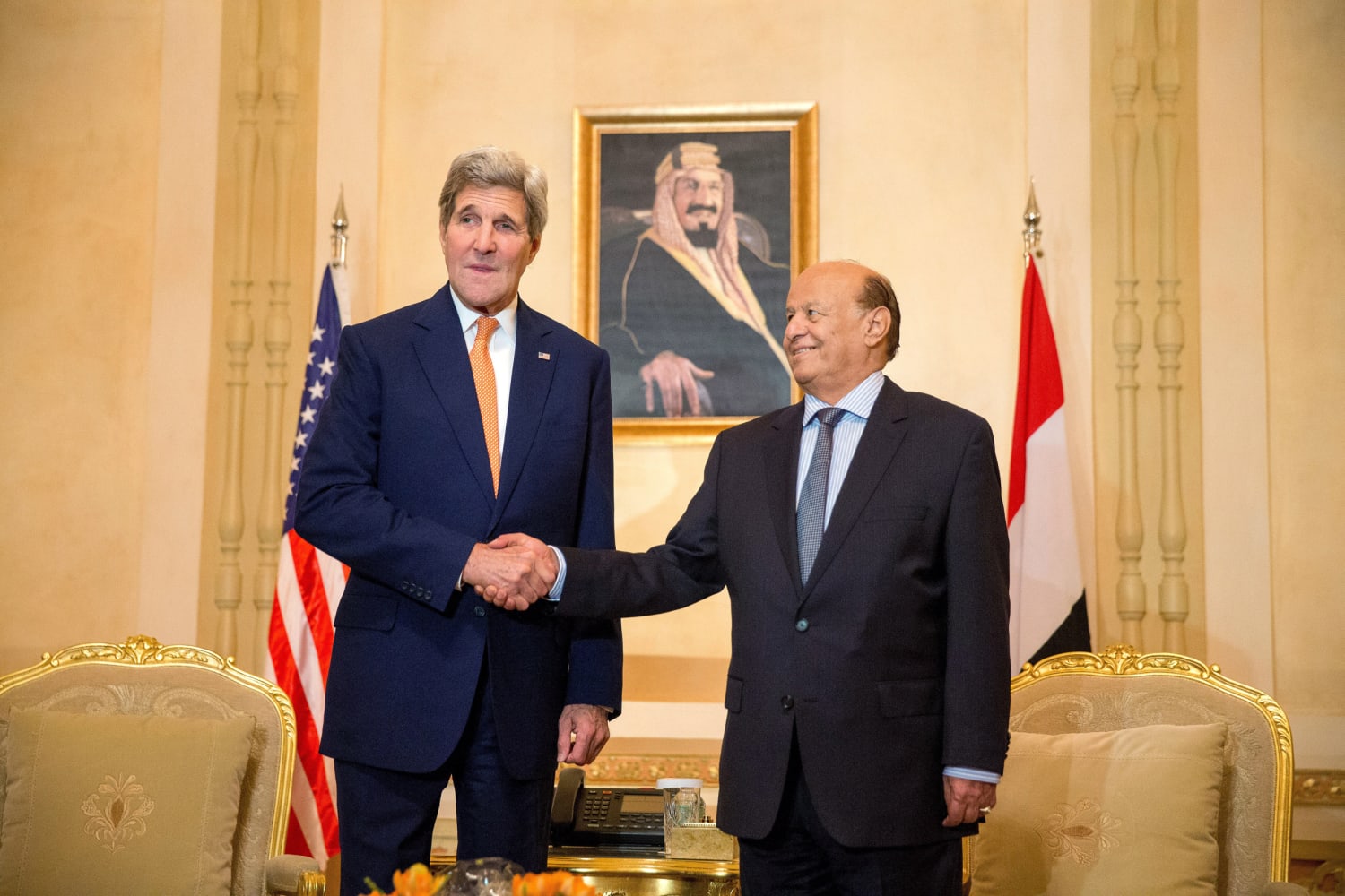 John Kerry Meets Yemen's Exiled President Hadi in Saudi Arabia