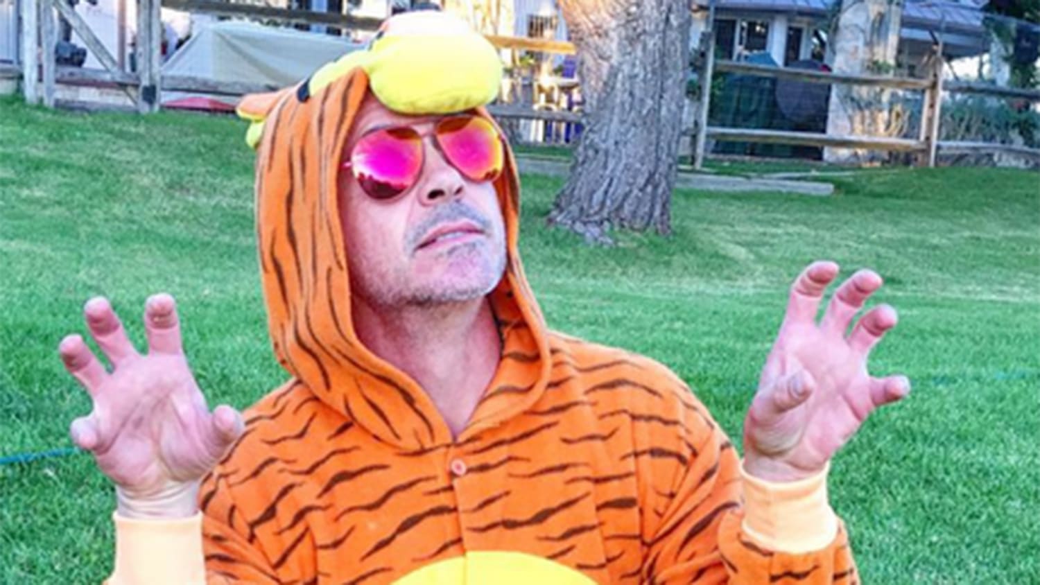 Robert Downey Jr., in tiger costume, invites fan to premiere