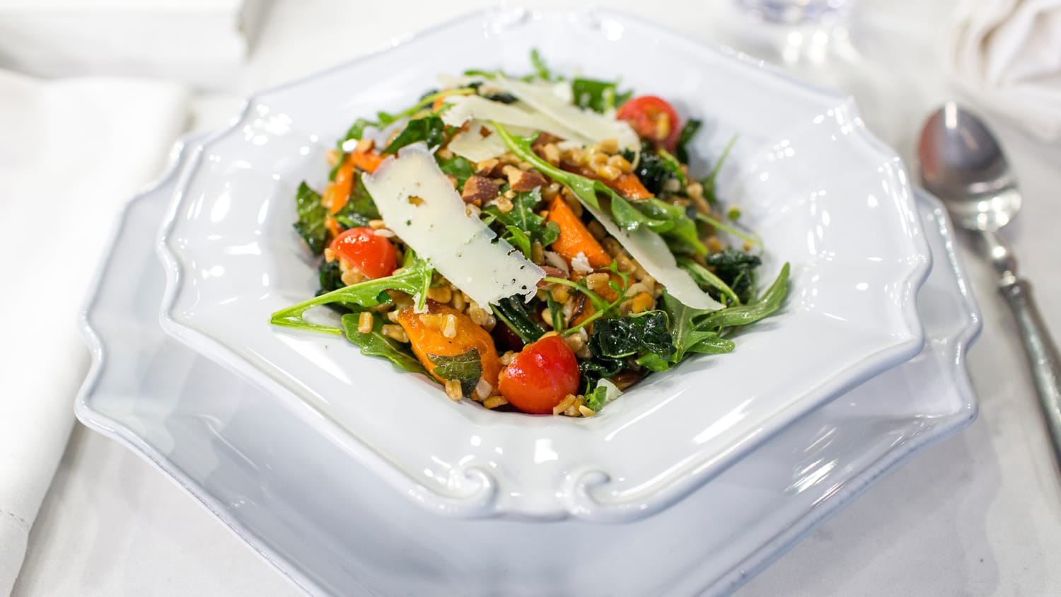 Farro Salad with Roasted Carrots and Greens
