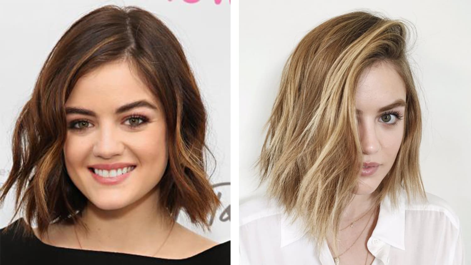 Lucy Hale | 'Hearts Blowpro' Campaign 2015: | Lucy hale short hair, Short  hair styles, Wavy bob hairstyles
