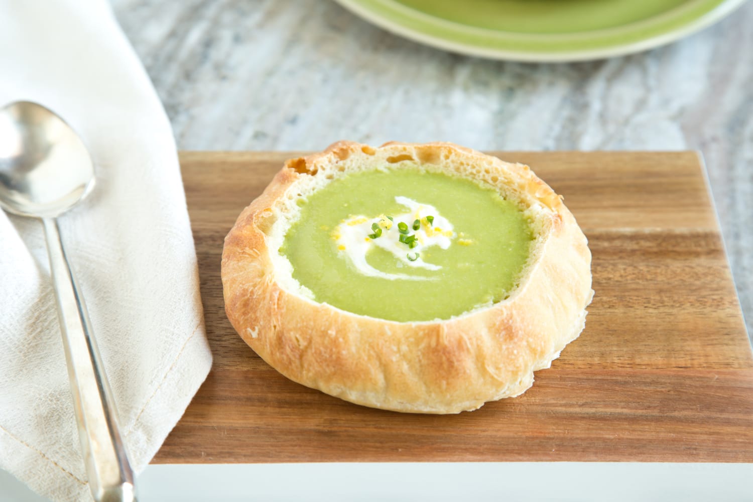 Simple, seasonal and healthy: Spring pea soup bread bowls