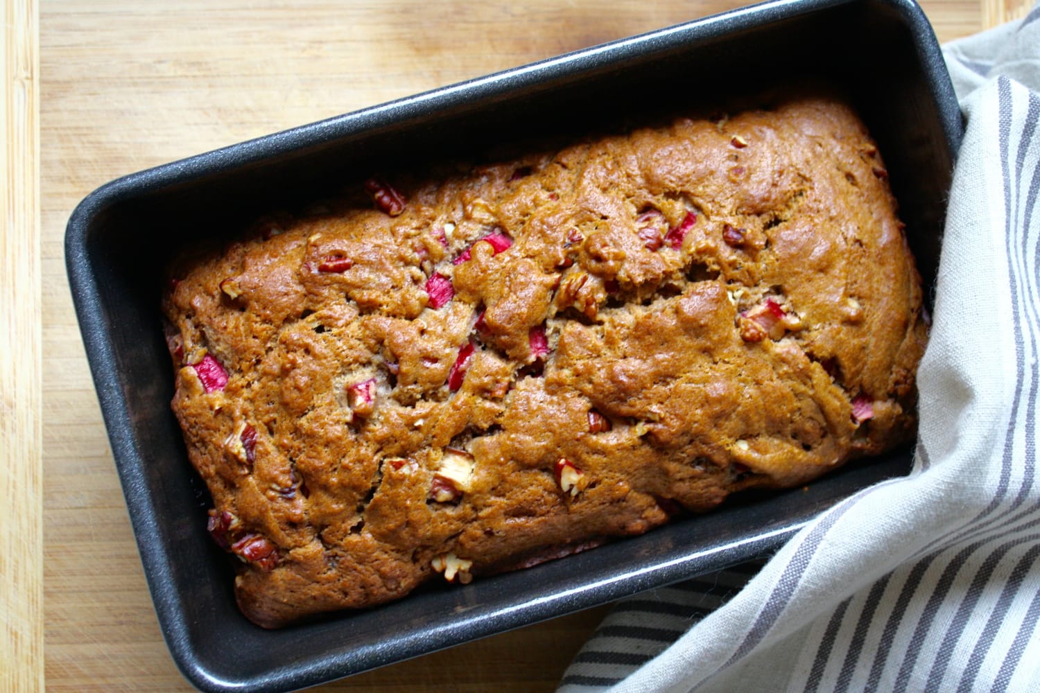 This lovely rhubarb cinnamon bread is spring in a loaf!