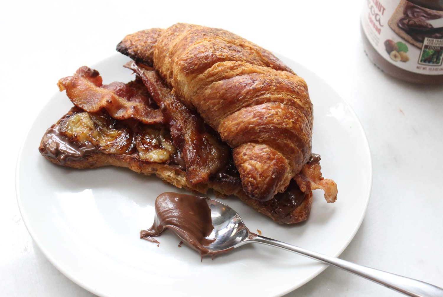 Brown Butter Fried Nutella Banana Croissant Sandwiches - Heather