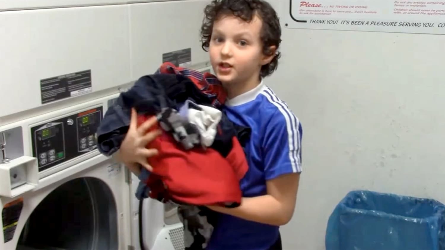 kids washing clothes