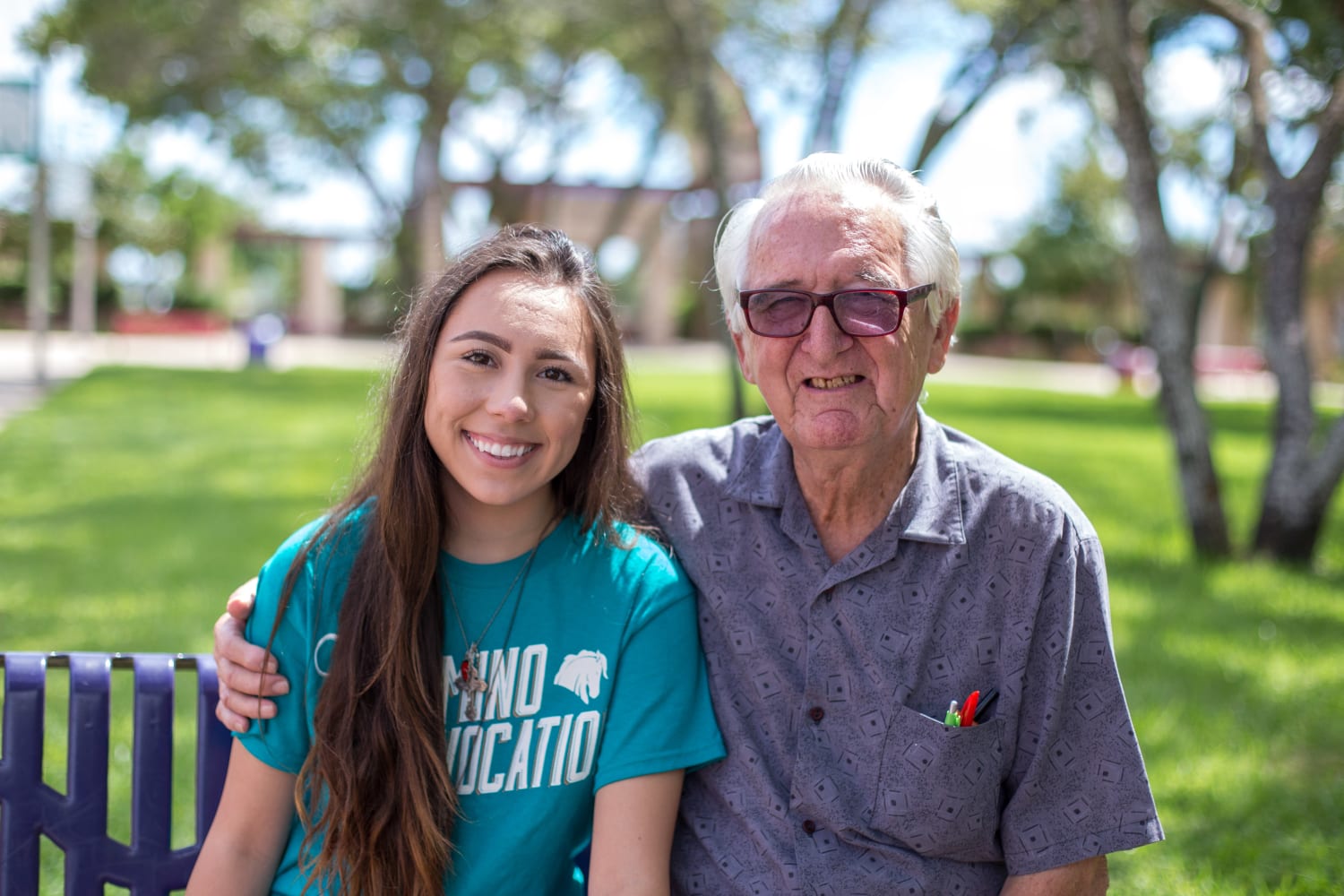 This teen and her 82-year-old grandfather are attending college together image