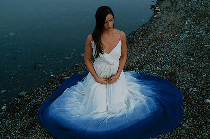 blue ombre wedding dress