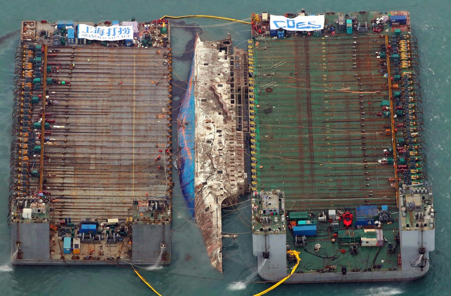 Overloaded South Korean Ferry Sunken 3 Years Ago Emerges In Grey Sea