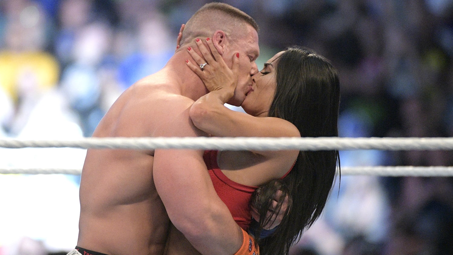 John Cena pops the question to Nikki Bella at WrestleMania 33 — and she said yes! picture