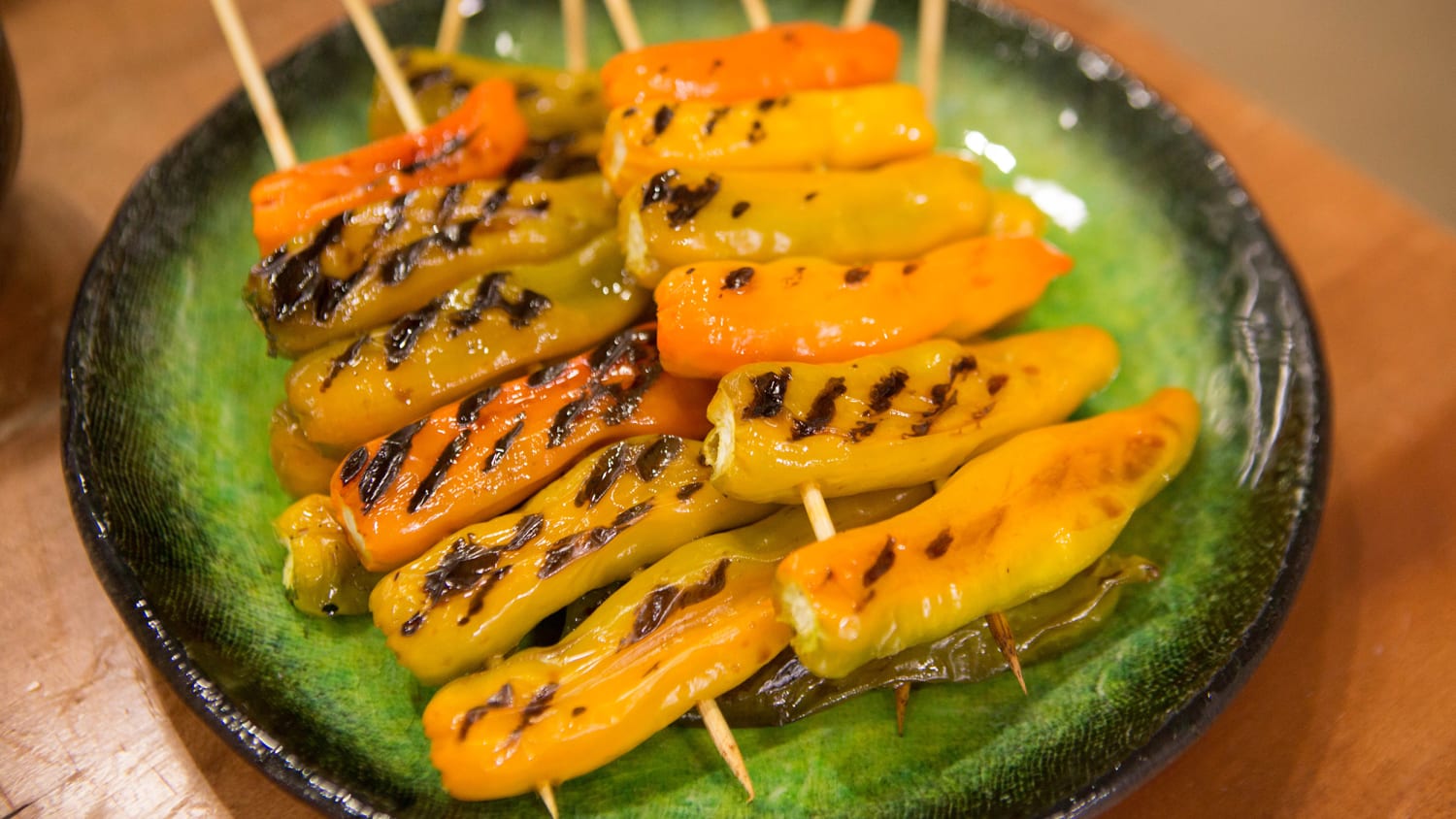 Grilled Skewered Shishito Peppers With Teriyaki Glaze Recipe