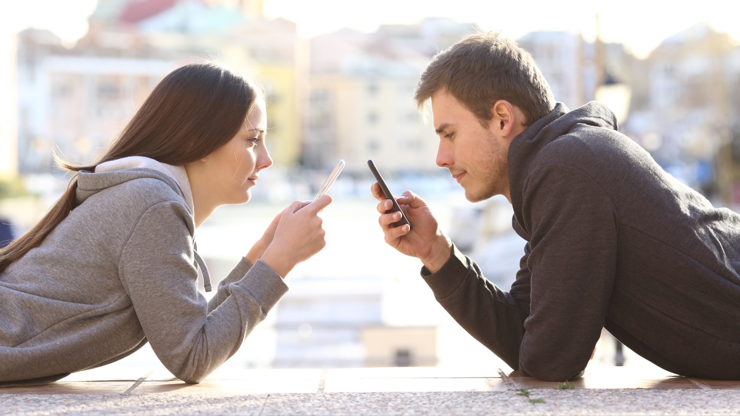 Couple texting