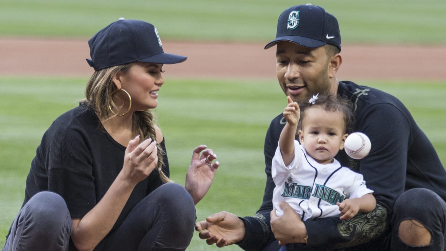 Chrissy Teigen and John Legend's Daughter, Luna, Threw Out the First Pitch  at a Baseball Game