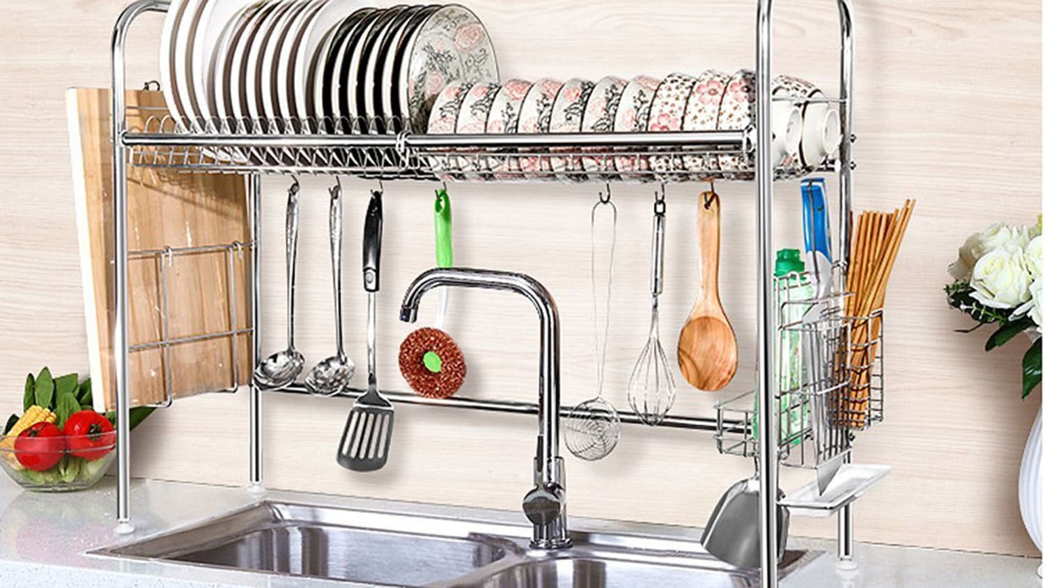  Emuca 8929865 Stainless steel dish drying rack for standard  80cm-widht kitchen cabinet : Home & Kitchen