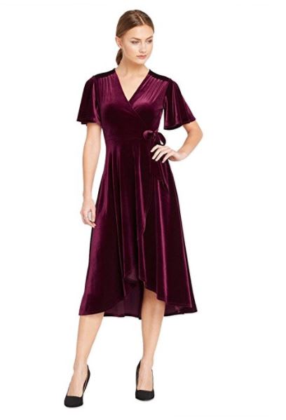 Morgan Velvet Dress in Burgundy