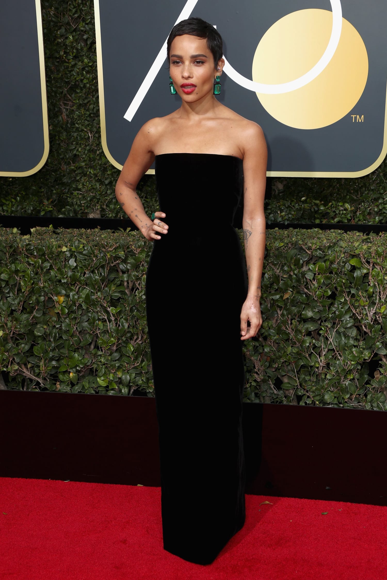 next red and black dress