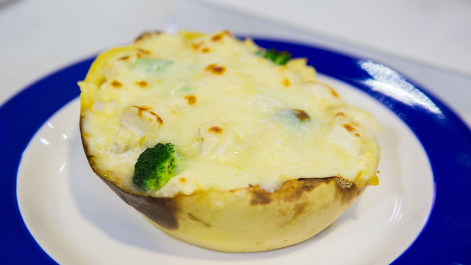 Chicken And Broccoli Alfredo Twice Baked Spaghetti Squash