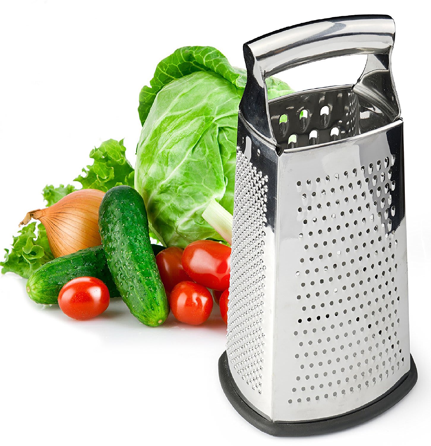 Spring Chef Box Grater, Stainless Steel with 4 Sides, Best for Parmesan  Cheese, Vegetables, Ginger, Large Size