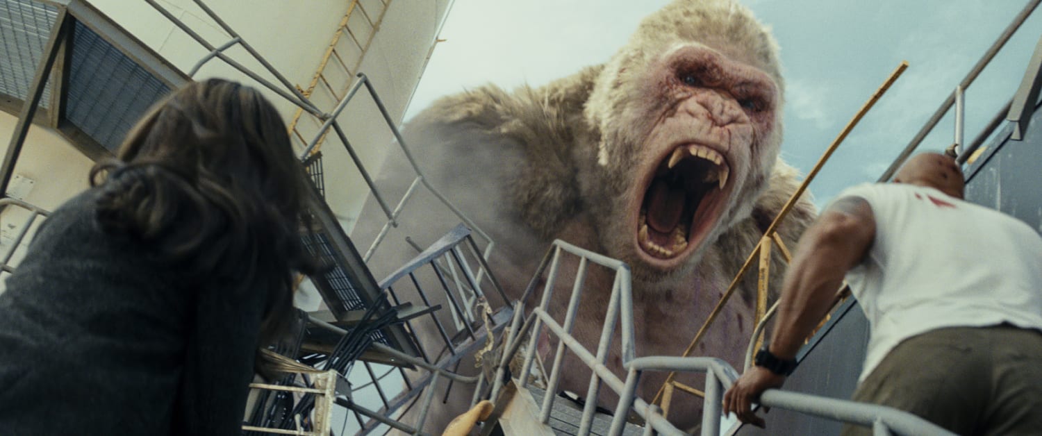 In a close race, 'Rampage' takes No. 1 from 'A Quiet Place'
