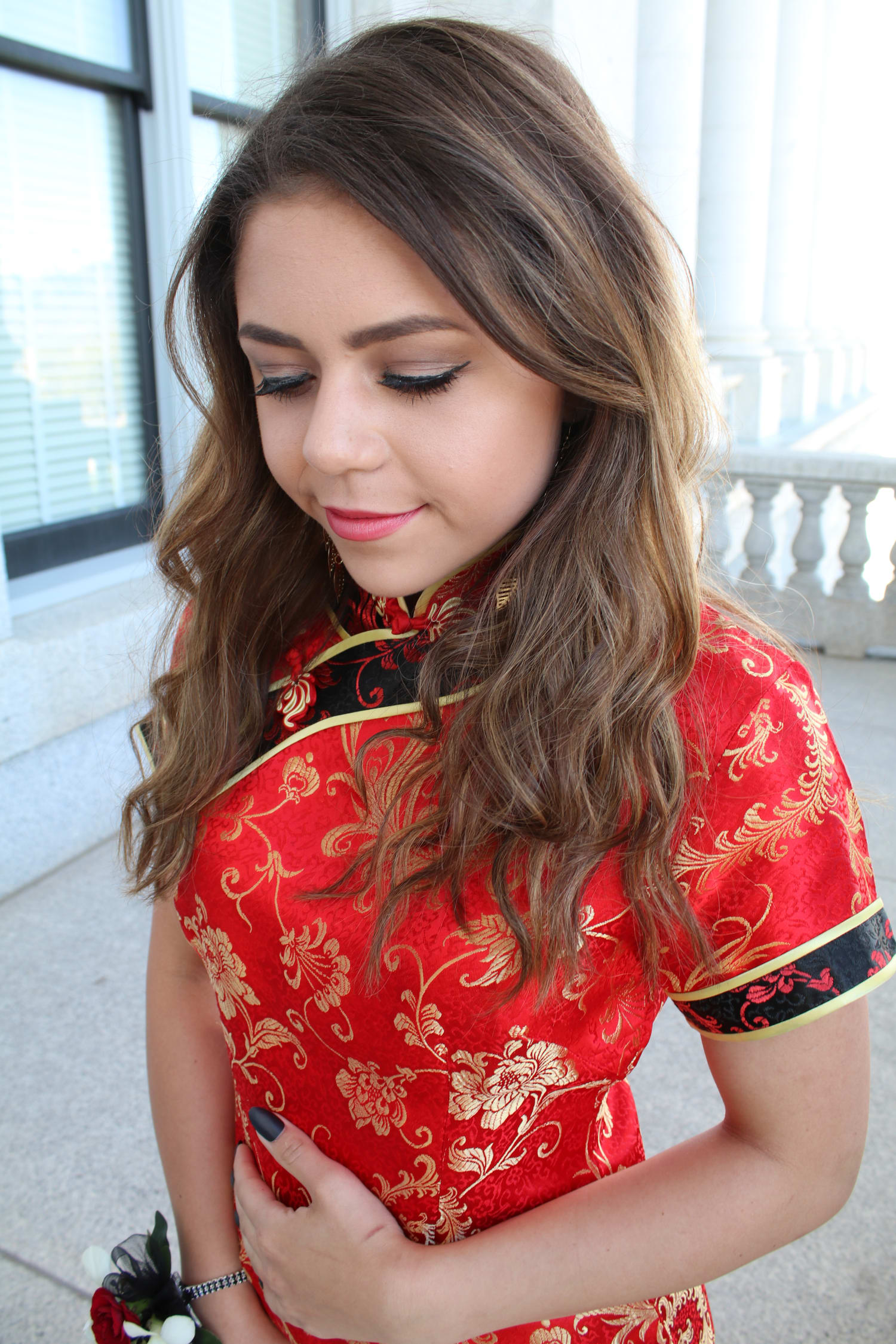 Girl in chinese clearance dress