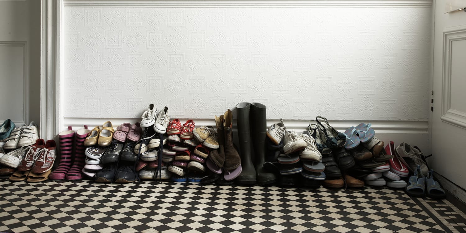 wearing shoes inside the house