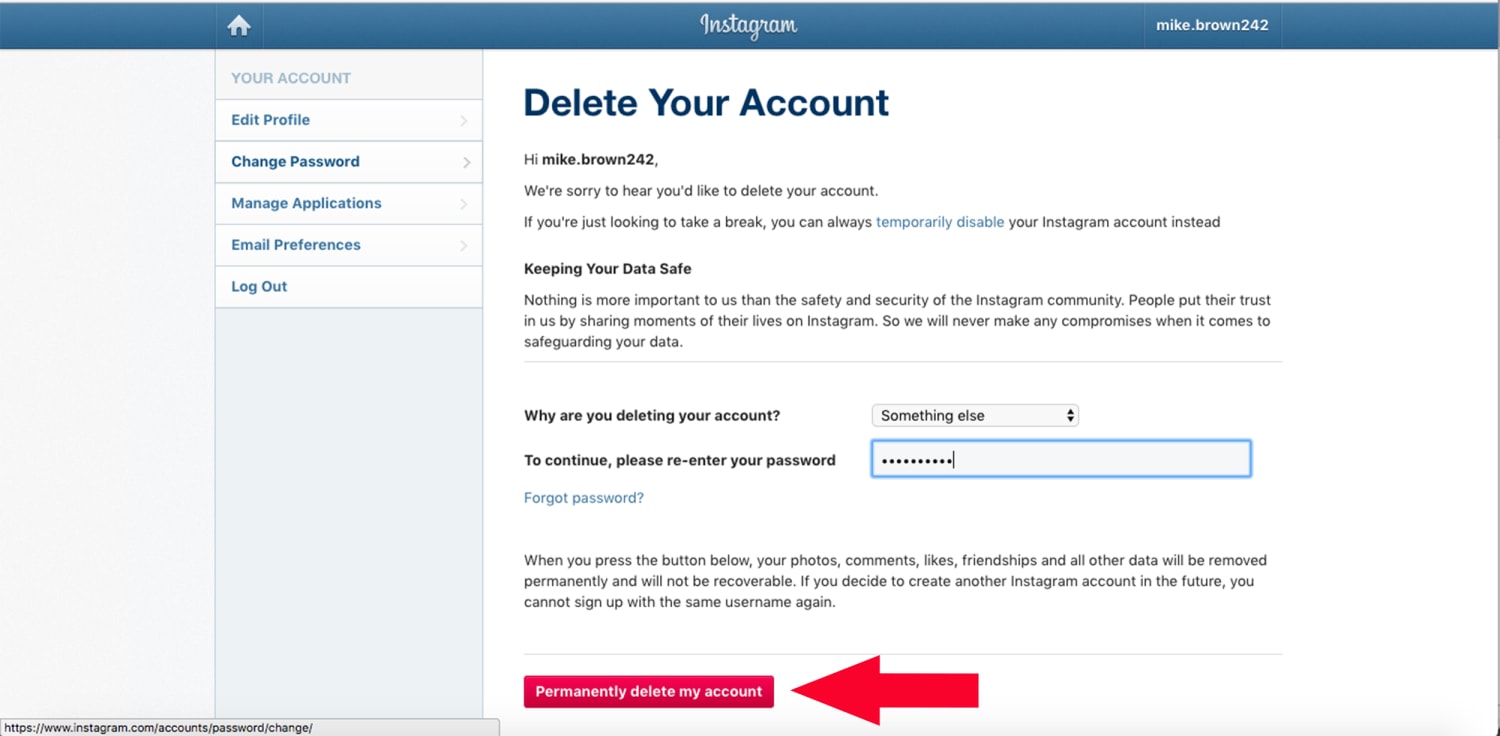 How to delete Instagram accounts in 27