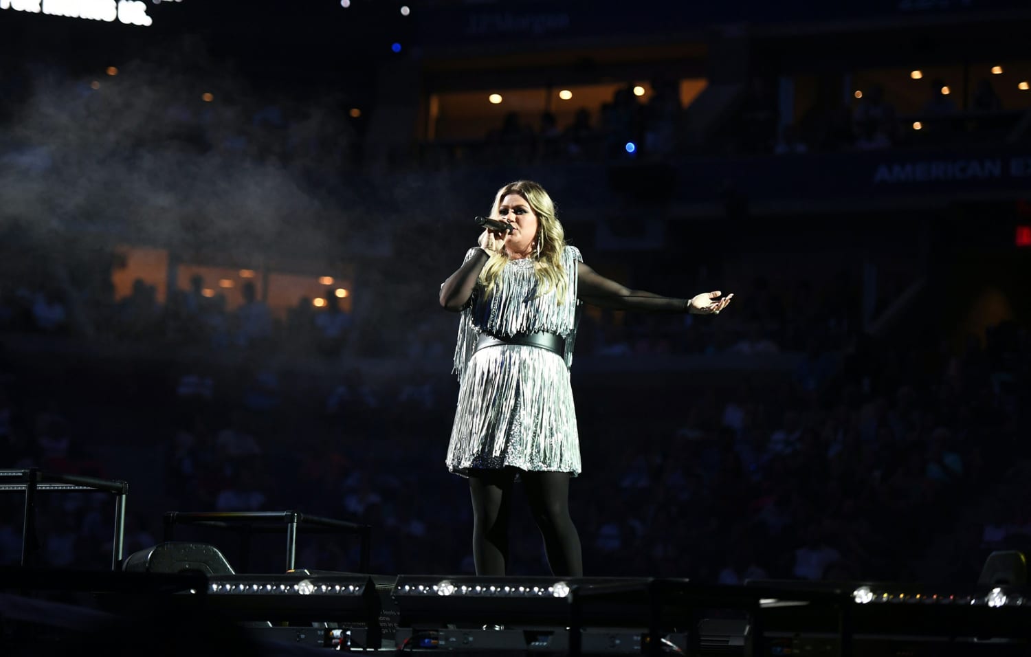 kelly clarkson sequin dress WornOnTV: Kelly's sequin stripe wrap mini dress on The Kelly Clarkson Show  | Kelly Clarkson