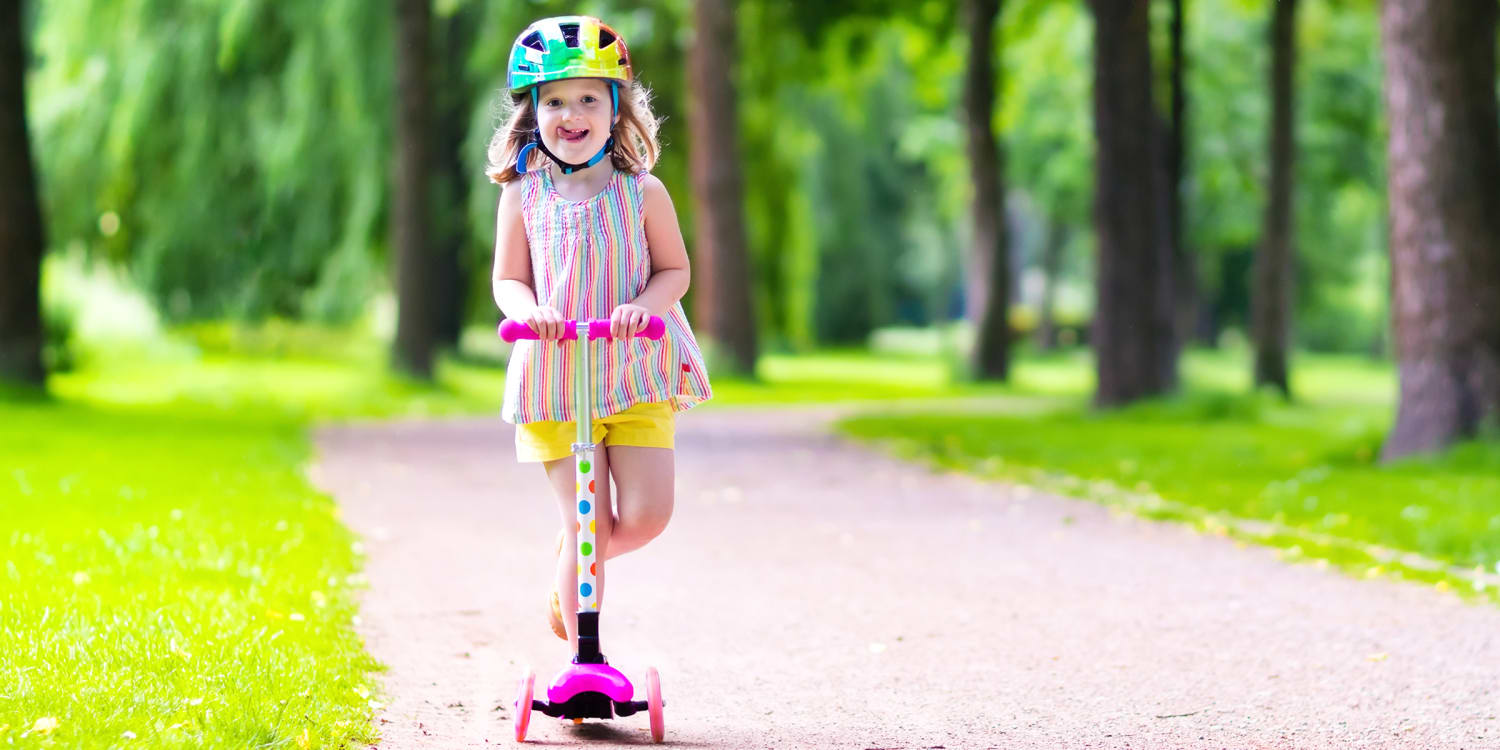 Kids shop on scooter