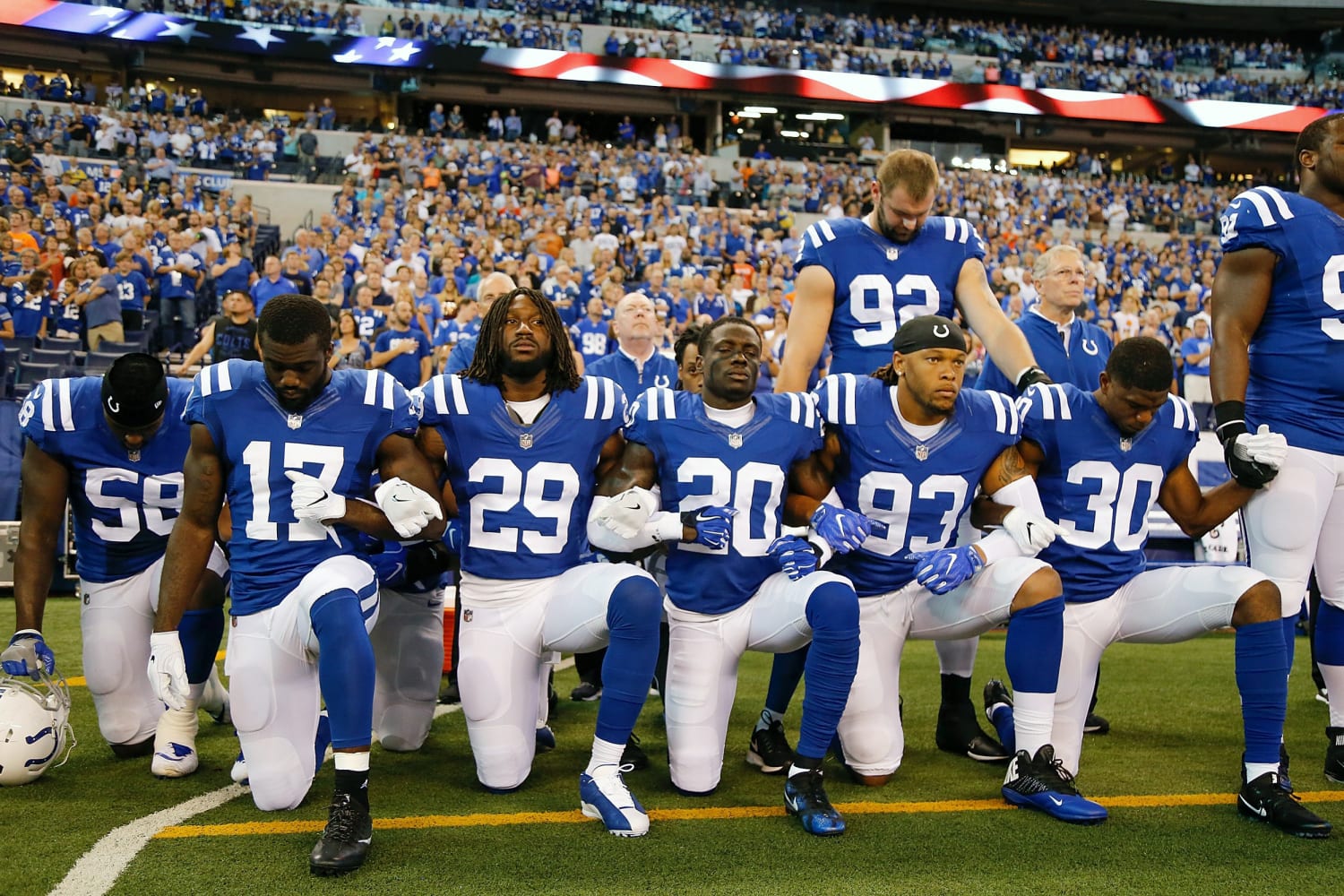 Ravens and Jaguars Players Kneel and Lock Arms During National Anthem