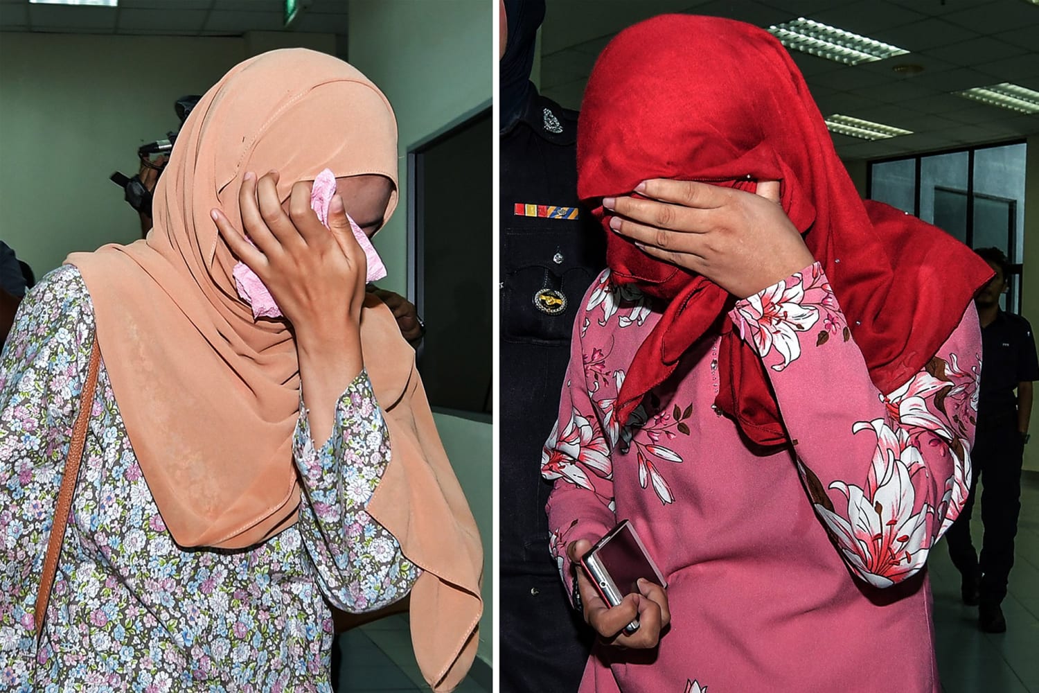 Malaysian Muslim lesbian couple caned in public punishment.