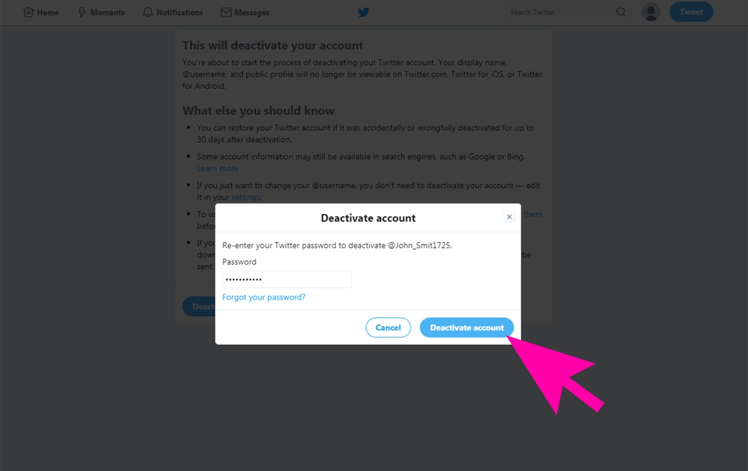 How to delete a Twitter account or deactivate it in 9