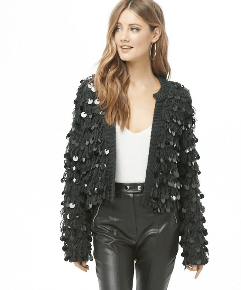 sequin fringe cardigan