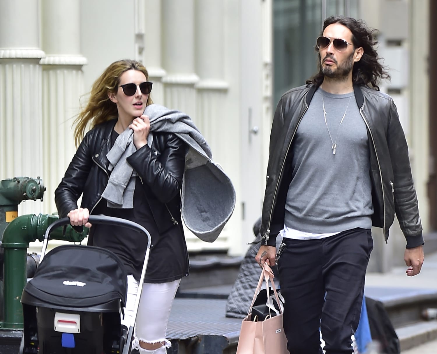 Russell Brand enjoys a relaxing day out with wife Laura and dog Bear