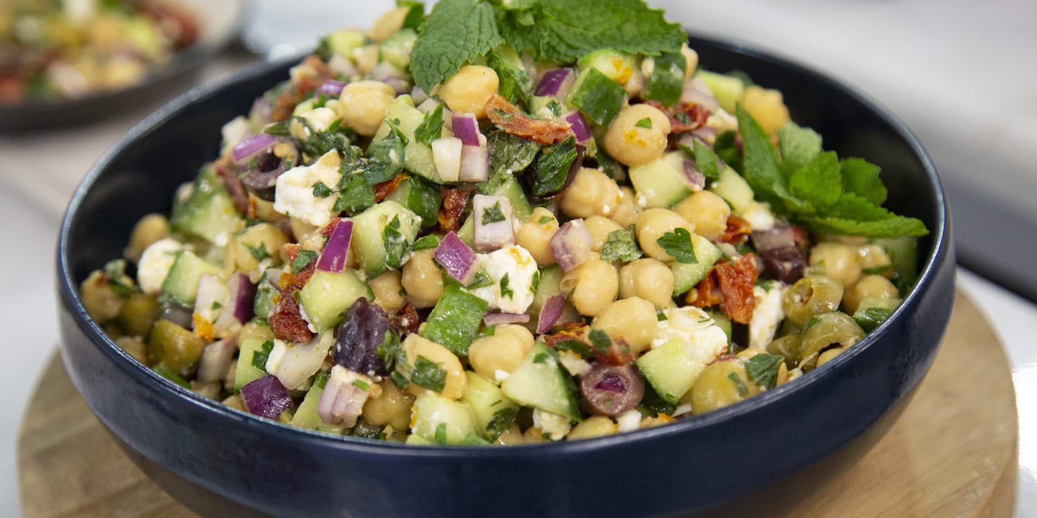 This Mediterranean salad is made with chickpeas, fresh herbs and feta